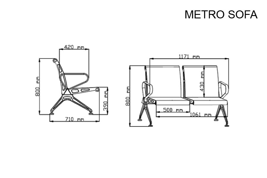 Metro Sofa 2 Seater SOFAS - makemychairs