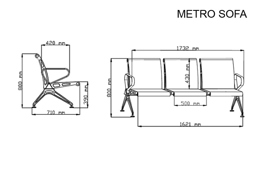 Metro Sofa 3 Seater SOFAS - makemychairs