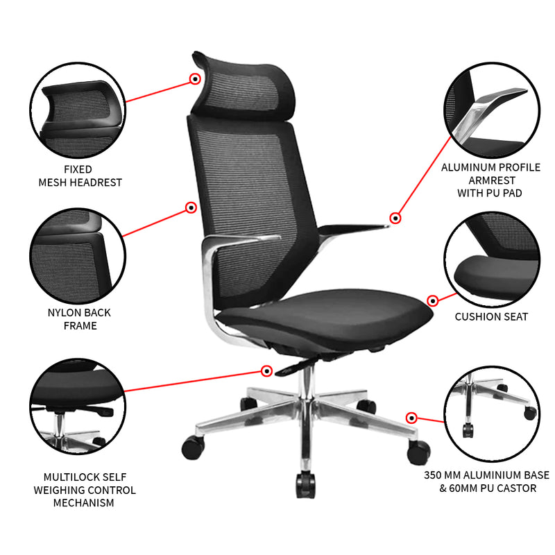 Aura High Back Chair Office furniture - makemychairs