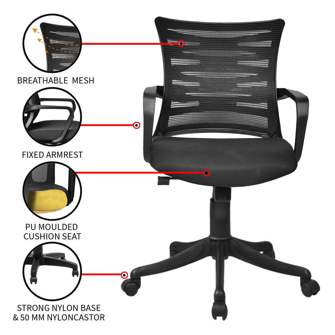 Kaabel Mesh Back Chair Workstation chairs - makemychairs