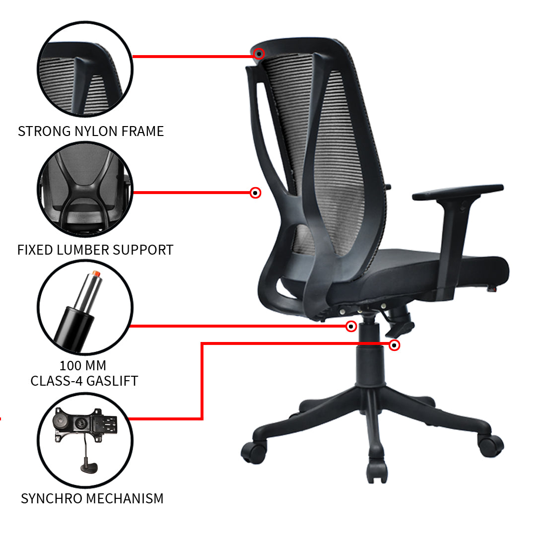 Xtream Medium Back Chair Workstation chairs - makemychairs