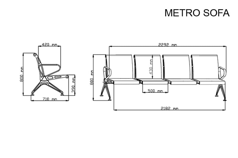 Metro 4 Seater Airport Sofa SOFAS - makemychairs