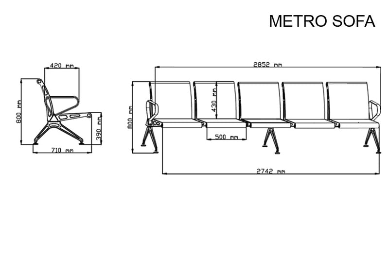 Metro 5 Seater Airport Sofa SOFAS - makemychairs