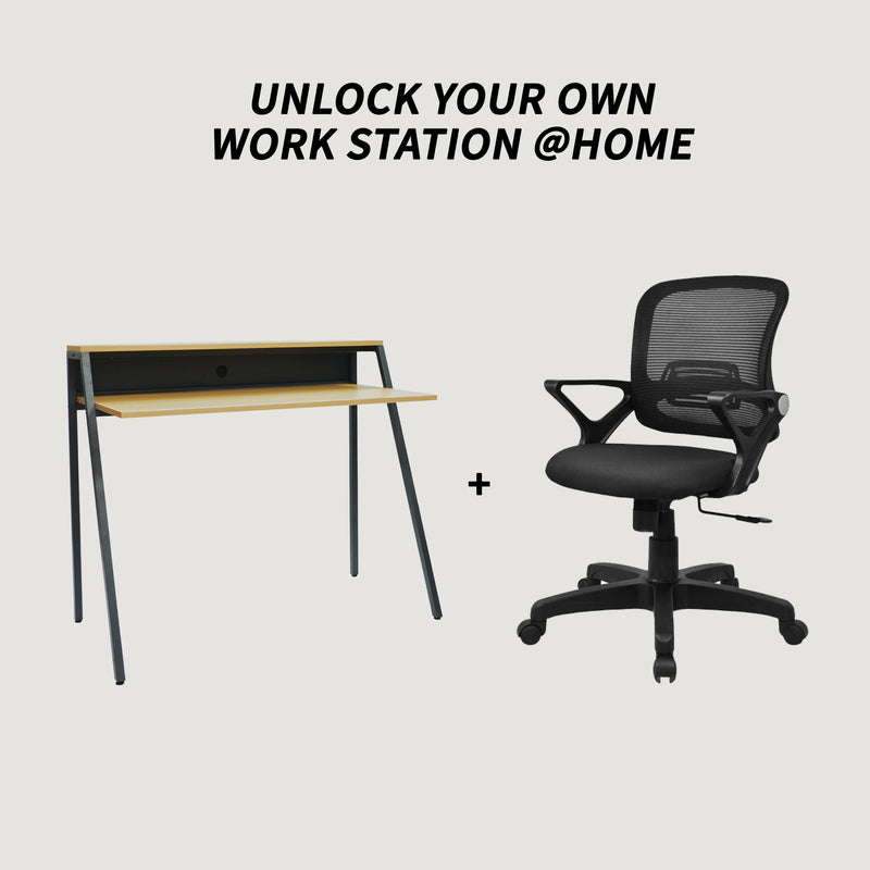 CLARET MB Chair + ARENA WFH Table Office furniture - makemychairs